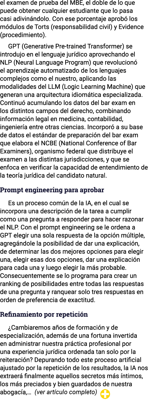 el examen de prueba del MBE, el doble de lo que puede obtener cualquier estudiante que lo pasa casi adivinándolo  Con   