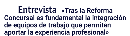 Entrevista  Tras la Reforma Concursal es fundamental la integración de equipos de trabajo que permitan aportar la exp   