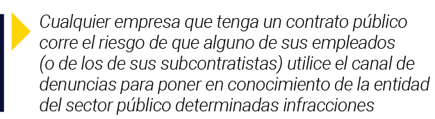  Cualquier empresa que tenga un contrato público corre el riesgo de que alguno de sus empleados (o de los de sus subc   