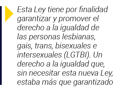  Esta Ley tiene por finalidad garantizar y promover el derecho a la igualdad de las personas lesbianas, gais, trans,    