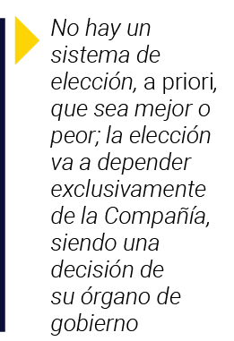  No hay un sistema de elección, a priori, que sea mejor o peor; la elección va a depender exclusivamente de la Compañ   