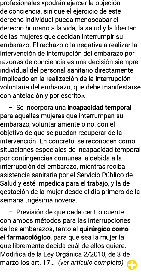 profesionales  podrán ejercer la objeción de conciencia, sin que el ejercicio de este derecho individual pueda menosc   