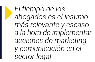  El tiempo de los abogados es el insumo más relevante y escaso a la hora de implementar acciones de marketing y comun   