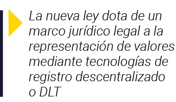  La nueva ley dota de un marco jurídico legal a la representación de valores mediante tecnologías de registro descent   