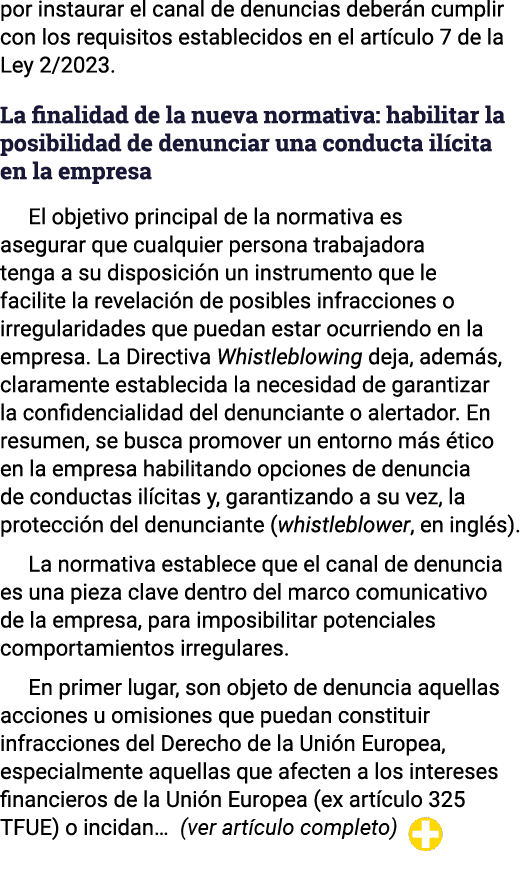 por instaurar el canal de denuncias deberán cumplir con los requisitos establecidos en el artículo 7 de la Ley 2 2023   