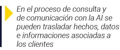  En el proceso de consulta y de comunicación con la AI se pueden trasladar hechos, datos e informaciones asociadas a    
