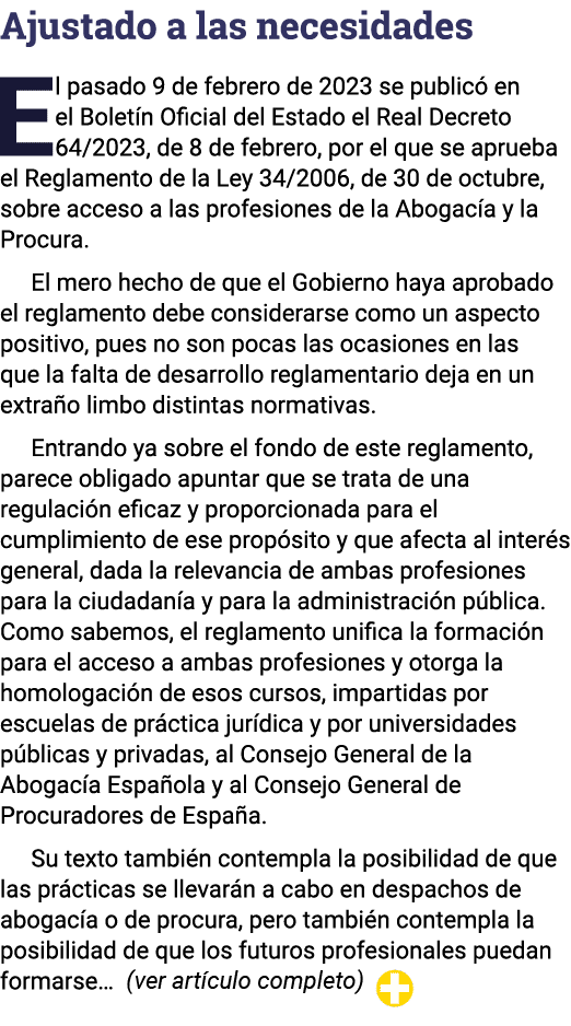 Ajustado a las necesidades El pasado 9 de febrero de 2023 se publicó en el Boletín Oficial del Estado el Real Decreto   