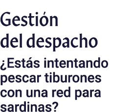 Gestión del despacho  Estás intentando pescar tiburones con una red para sardinas 