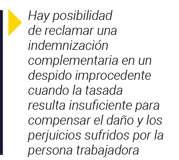  Hay posibilidad de reclamar una indemnización complementaria en un despido improcedente cuando la tasada resulta ins   