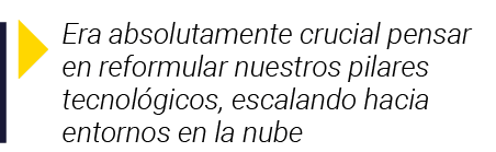  Era absolutamente crucial pensar en reformular nuestros pilares tecnológicos, escalando hacia entornos en la nube