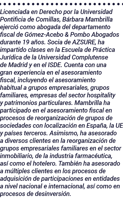 Licenciada en Derecho por la Universidad Pontificia de Comillas, Bárbara Mambrilla ejerció como abogada del departame   