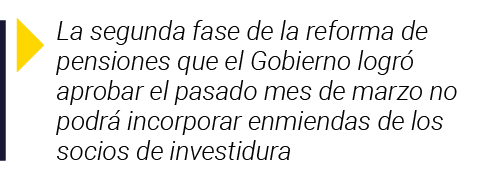  La segunda fase de la reforma de pensiones que el Gobierno logró aprobar el pasado mes de marzo no podrá incorporar    