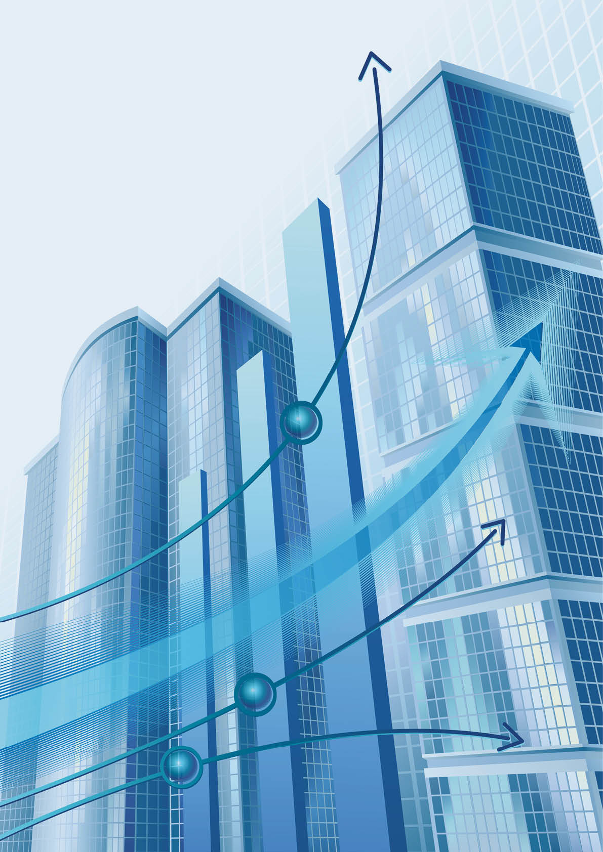 Modern city buildings and abstract business graph