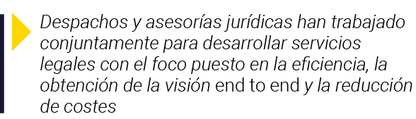 Despachos y asesorías jurídicas han trabajado conjuntamente para desarrollar servicios legales con el foco puesto en   