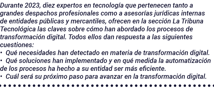 Durante 2023, diez expertos en tecnología que pertenecen tanto a grandes despachos profesionales como a asesorías jur   