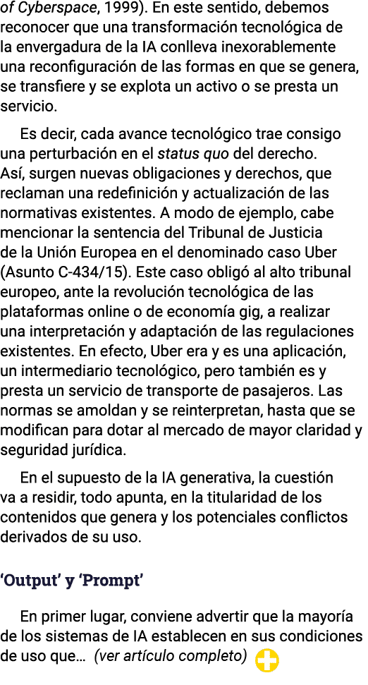 of Cyberspace, 1999)  En este sentido, debemos reconocer que una transformación tecnológica de la envergadura de la I   