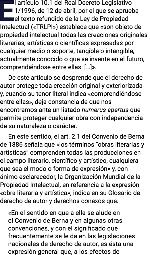 El artículo 10 1 del Real Decreto Legislativo 1 1996, de 12 de abril, por el que se aprueba el texto refundido de la    