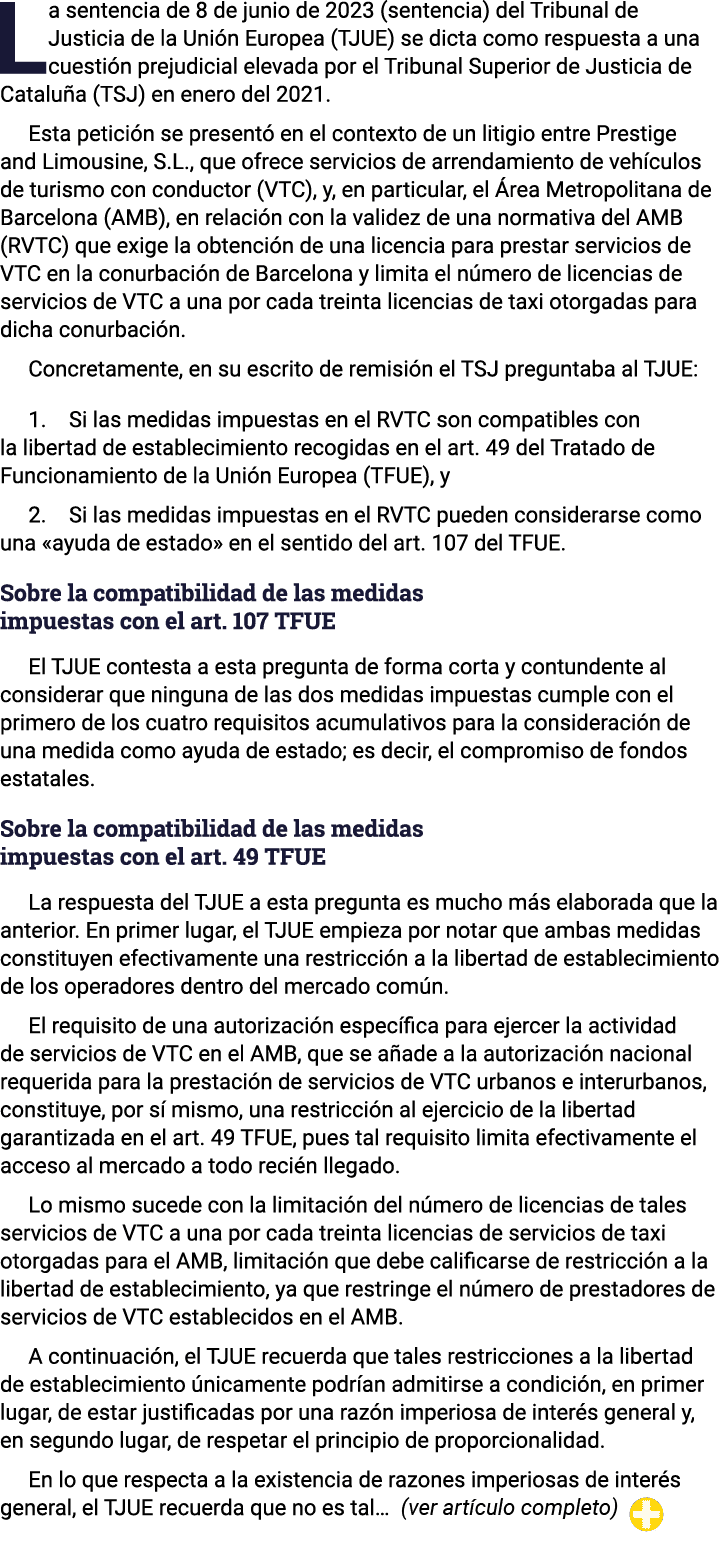 La sentencia de 8 de junio de 2023 (sentencia) del Tribunal de Justicia de la Unión Europea (TJUE) se dicta como resp   