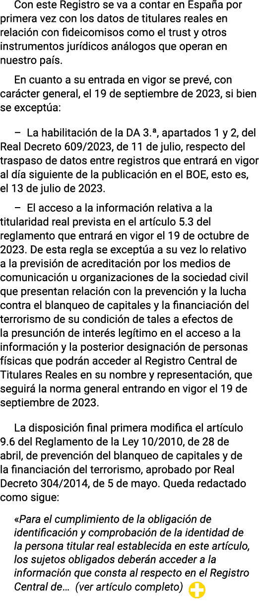 Con este Registro se va a contar en España por primera vez con los datos de titulares reales en relación con fideicom   