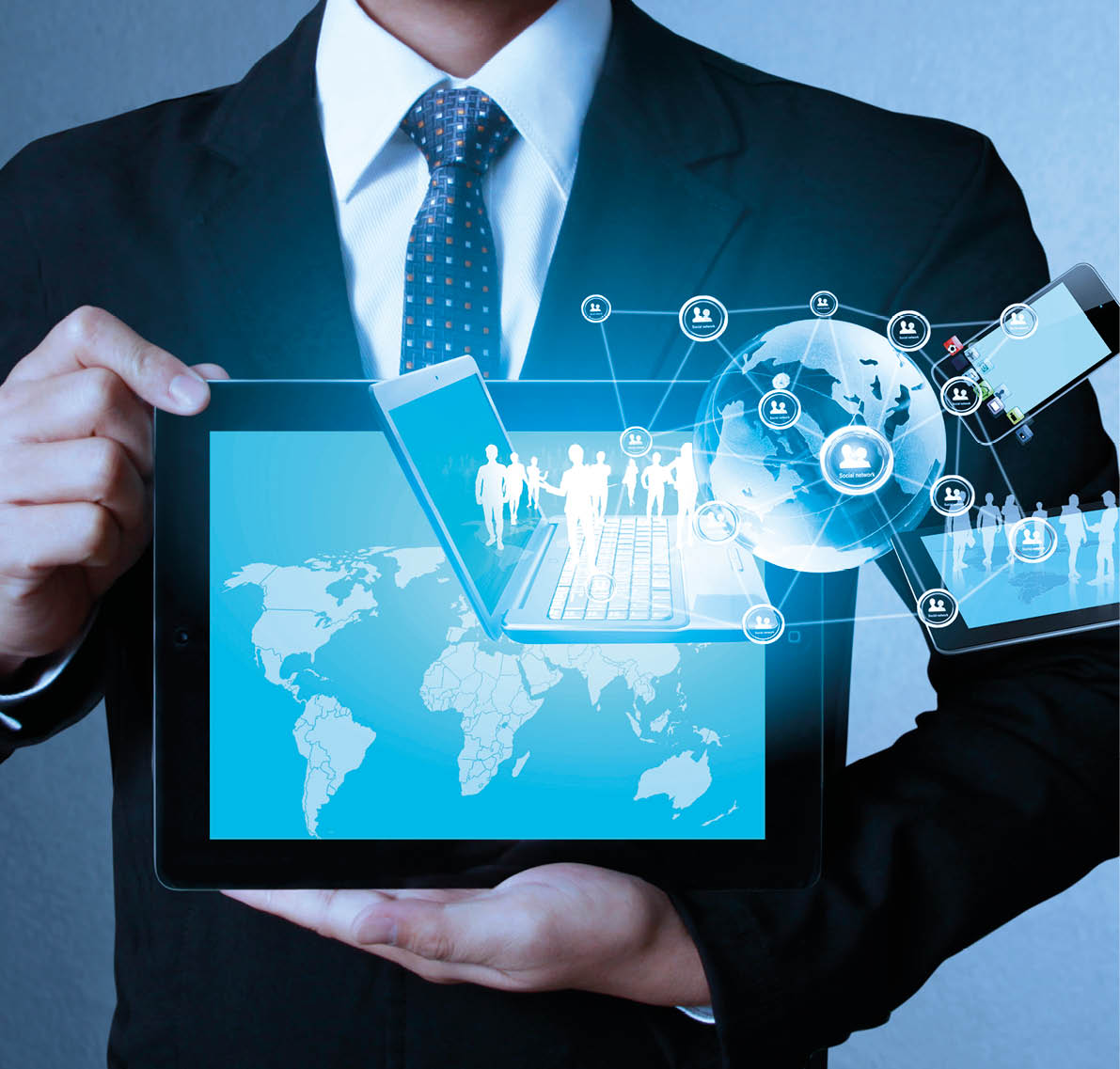 touch- tablet in hands Business man 