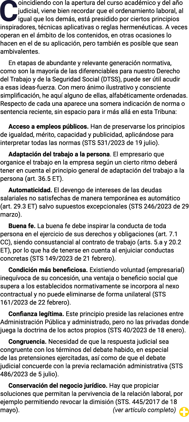 Coincidiendo con la apertura del curso académico y del año judicial, viene bien recordar que el ordenamiento laboral,   