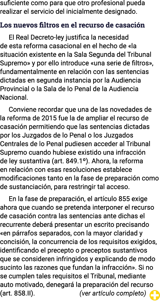 suficiente como para que otro profesional pueda realizar el servicio del inicialmente designado  Los nuevos filtros e   