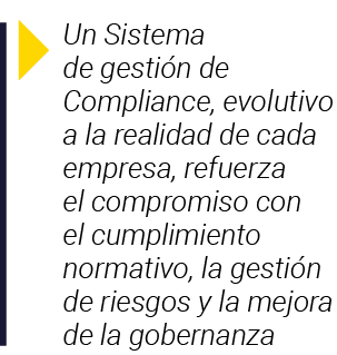  Un Sistema de gestión de Compliance, evolutivo a la realidad de cada empresa, refuerza el compromiso con el cumplimi   