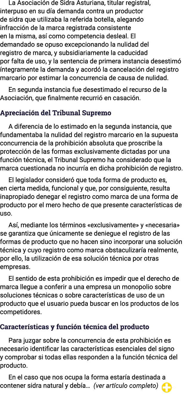 La Asociación de Sidra Asturiana, titular registral, interpuso en su día demanda contra un productor de sidra que uti   