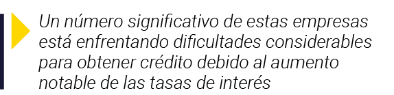  Un número significativo de estas empresas está enfrentando dificultades considerables para obtener crédito debido al   
