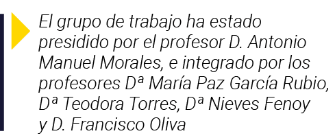  El grupo de trabajo ha estado presidido por el profesor D  Antonio Manuel Morales, e integrado por los profesores D    