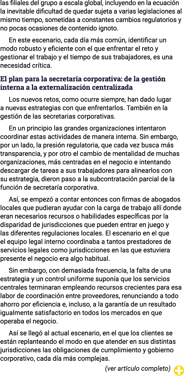 las filiales del grupo a escala global, incluyendo en la ecuación la inevitable dificultad de quedar sujeta a varias    