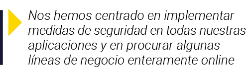  Nos hemos centrado en implementar medidas de seguridad en todas nuestras aplicaciones y en procurar algunas líneas d   