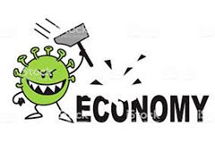 COVID-19: las medidas fiscales en otros países Dibujo de coronavirus rompiendo palabra economy