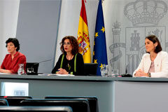 Aprobado, vía RD-ley, el ‘Fondo COVID-19’ para financiar los gastos de la pandemia Isabel Celáa, Mª Jesús Montero y Reyes Maroto