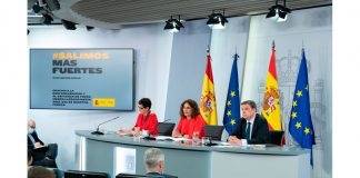 El Gobierno aprueba el funcionamiento del Fondo de Apoyo a la Solvencia de Empresas Estratégicas dotado con 10.000 millones de euros Arancha González Laya, Mª Jesús Montero y Luis Planas