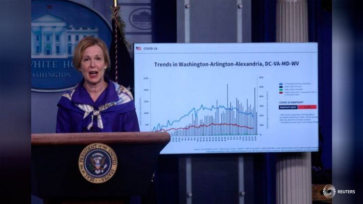 La doctora Deborah Birx, coordinadora del equipo de trabajo de la Casa Blanca sobre coronavirus, habla con periodistas en una rueda de prensa en Washington. REUTERS/Leah Millis/File Photo