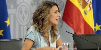 Aprobada una reforma que simplifica los trámites para recibir el Ingreso Mínimo Vital La ministra de Trabajo y Economía Social, Yolanda Díaz, durante su intervención en la rueda de prensa posterior al Consejo de Ministros.