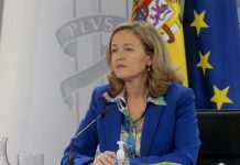 Se amplía hasta el 30 de junio el plazo de concesión de las dos ‘Líneas ICO’ La vicepresidenta tercera y ministra de Asuntos Económicos y Transformación Digital, Nadia Calviño, comparece ante los medios de comunicación, en la rueda de prensa posterior al Consejo de Ministros.