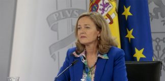 La vicepresidenta segunda del Gobierno y ministra de Asuntos Económicos y Transformación Digital comparece en comisión en el Congreso La vicepresidenta tercera y ministra de Asuntos Económicos y Transformación Digital, Nadia Calviño, comparece ante los medios de comunicación, en la rueda de prensa posterior al Consejo de Ministros.