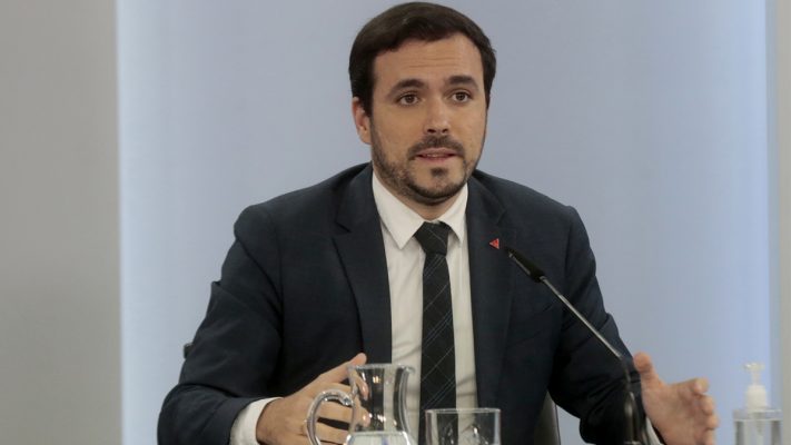El ministro de Consumo, Alberto Garzón, durante su intervención en la rueda de prensa posterior al Consejo de Ministros.