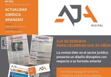 Actualidad Jurídica Aranzadi (AJA) celebra sus 30 años con una nueva imagen en formato digital y difusión en abierto Portada AJA 970