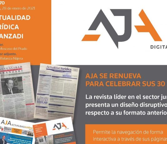 Actualidad Jurídica Aranzadi (AJA) celebra sus 30 años con una nueva imagen en formato digital y difusión en abierto Portada AJA 970