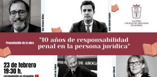El 23 de febrero, presentación del libro “10 años de jurisprudencia sobre responsabilidad penal en la persona jurídica” del magistrado Eloy Velasco