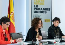 El Gobierno remite a las Cortes el Proyecto de Ley de Fiscalía Europea Arancha González Laya, Mª Jesús Montero e Isabel Celáa