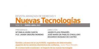 ¿Quieres saber los temas de la Revista Aranzadi de Derecho y Nuevas Tecnologías Nº 55 (enero-abril 2021)? Revista Derecho y Nuevas Tecnologías