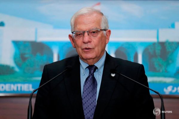 El jefe de política exterior de la Unión Europea, Josep Borrell, habla en el palacio presidencial en Baabda, Líbano, el 19 de junio de 2021. Dalati Nohra/Folleto vía REUTERS
