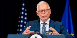 Los países de la UE pedirán a los principales diplomáticos que aumenten la acción climática El Alto Representante de la Unión Europea para Asuntos Exteriores y Política de Seguridad, Josep Borrell, habla durante una conferencia de prensa en Washington, Estados Unidos, el 7 de febrero de 2022. Andrew Harnik/Pool vía REUTERS