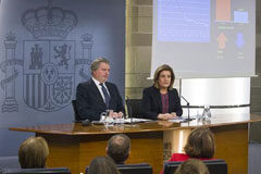 El Gobierno nombra dos abogados del Estado para Presidencia y Administración Territorial y releva a Trillo de la embajada en Londres El ministro de Educación, Cultura y Deporte y portavoz del Gobierno, Íñigo Méndez de Vigo, y la ministra de Empleo y Seguridad Social, Fátima Báñez, durante la rueda de prensa posterior al Consejo de Ministros.