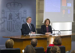 El ministro de Educación, Cultura y Deporte y portavoz del Gobierno, Íñigo Méndez de Vigo, y la ministra de Empleo y Seguridad Social, Fátima Báñez, durante la rueda de prensa posterior al Consejo de Ministros. El ministro de Educación, Cultura y Deporte y portavoz del Gobierno, Íñigo Méndez de Vigo, y la ministra de Empleo y Seguridad Social, Fátima Báñez, durante la rueda de prensa posterior al Consejo de Ministros.