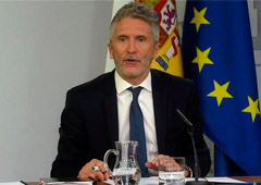 El ministro del Interior, Fernando Grande-Marlaska, durante su intervención en la rueda de prensa posterior al Consejo de Ministros.